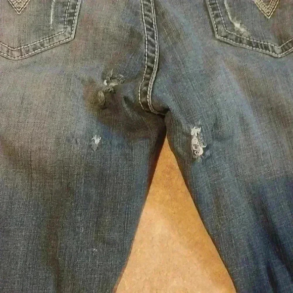 BKE Mens 40 x 34 Blue Derek Straight Preppy Ripped Medium Wash Denim Jeans - Picture 3 of 6